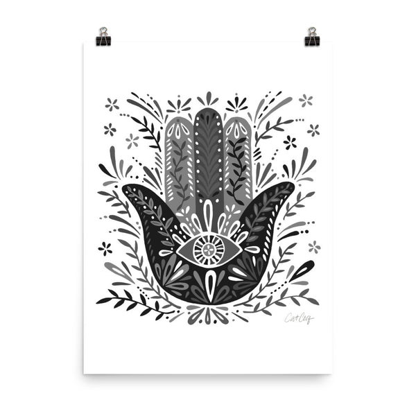 Hamsa Hand – Black Palette • Art Print