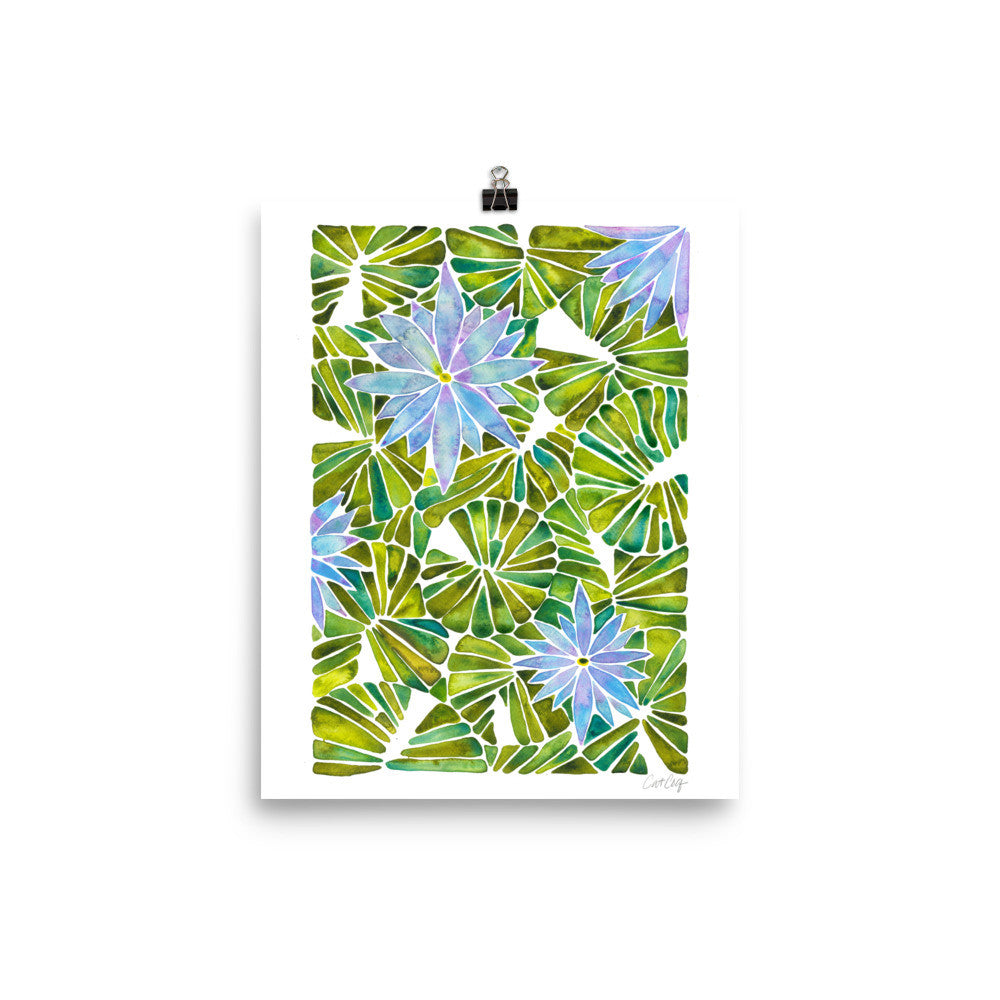 Water Lilies – Lavender & Green Palette  •  Art Print