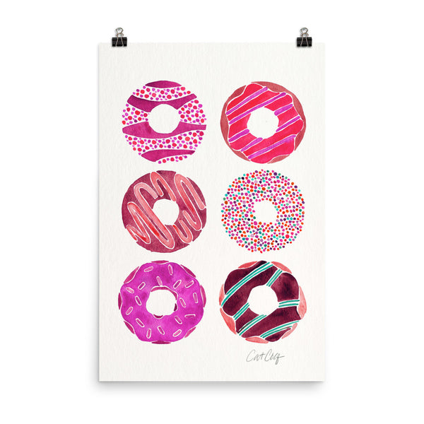 Half Dozen Donuts – Magenta Palette • Art Print