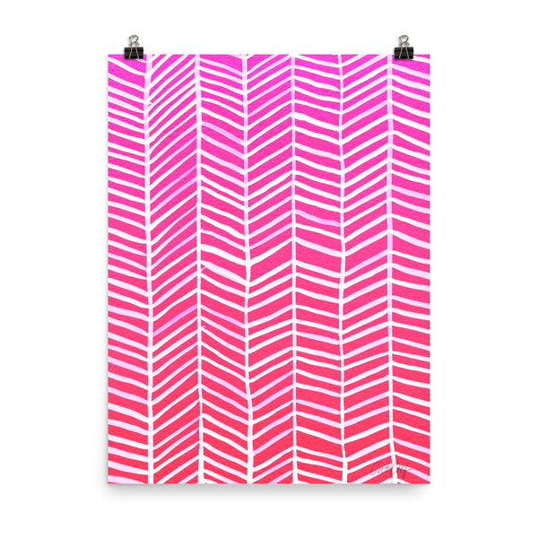 Herringbone – Hot Pink Palette • Art Print