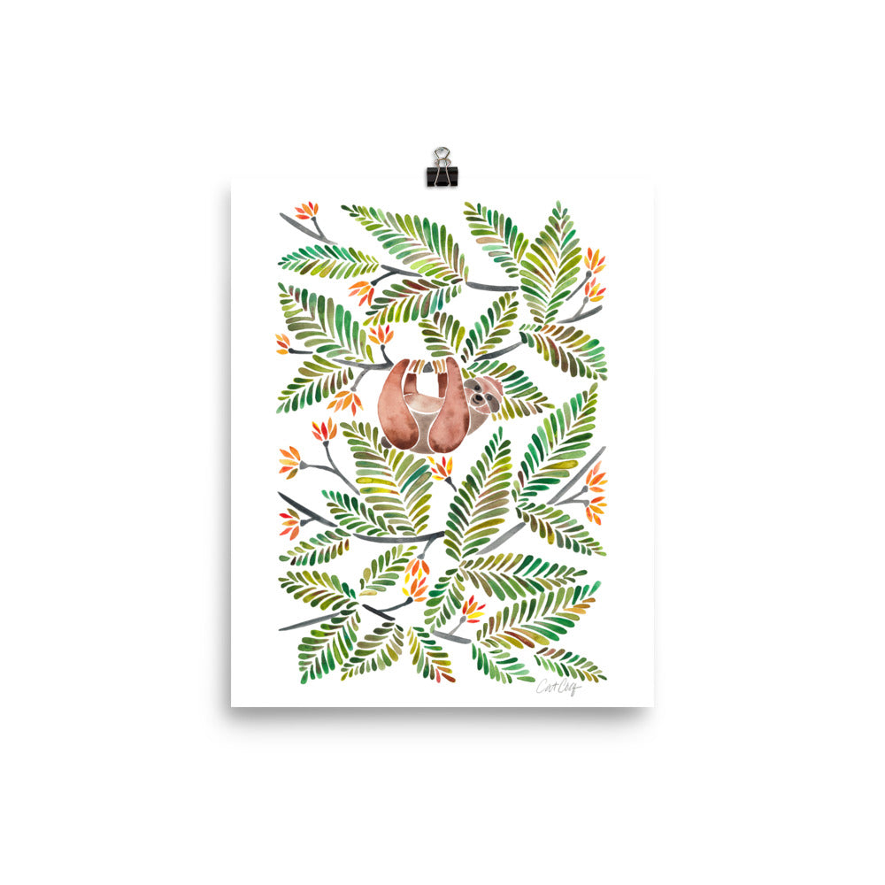 Happy Sloth – Tropical Green Rainforest • Art Print