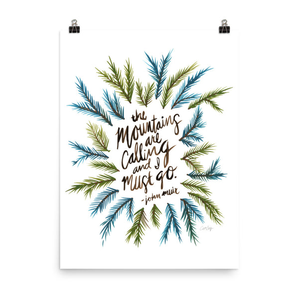 Mountains are Calling – Green Palette • Art Print