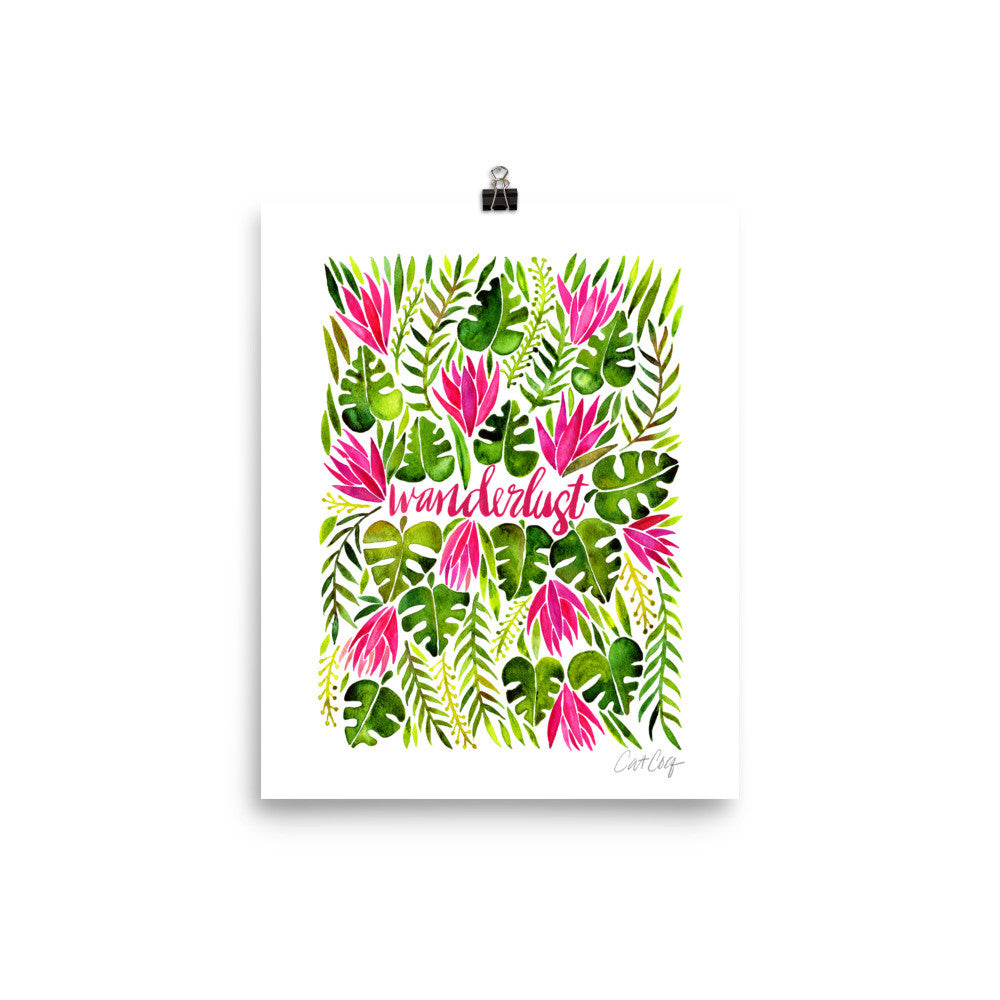 Wanderlust – Pink & Green Palette • Art Print