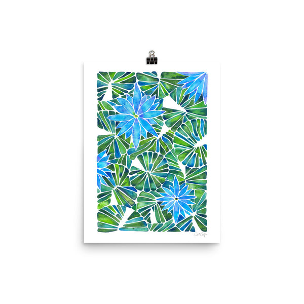 Water Lilies – Blue & Green Palette  •  Art Print
