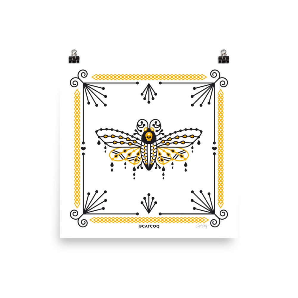 Death's Head Hawkmoth – Yellow & Black Palette • Art Print