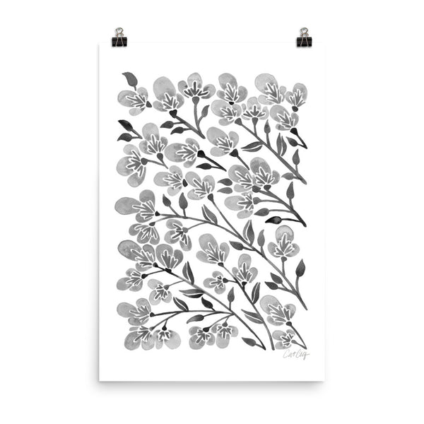 Cherry Blossoms – Grey Palette • Art Print