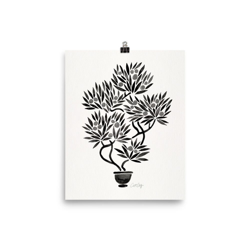 Bonsai Fruit Tree – Black Palette • Art Print