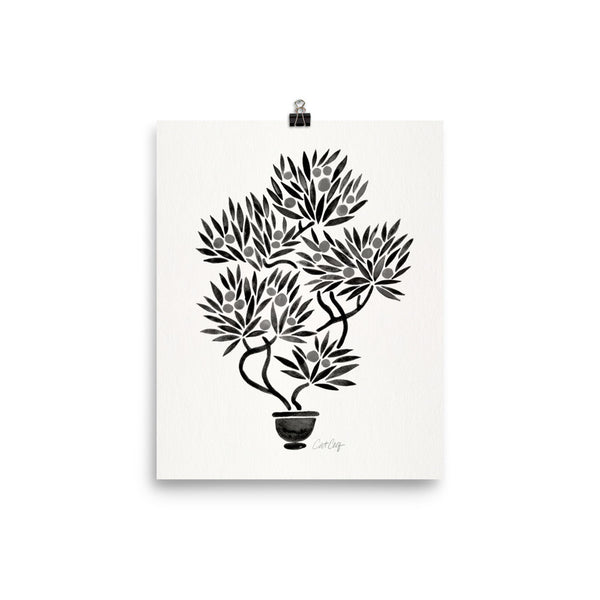 Bonsai Fruit Tree – Black Palette • Art Print