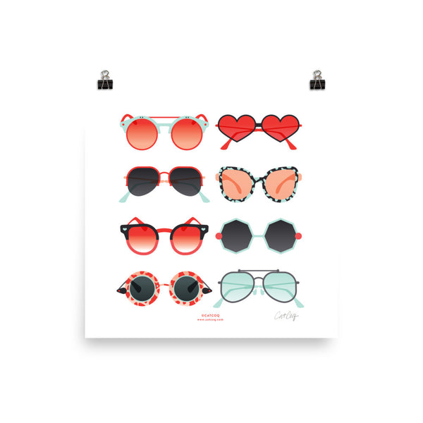 Sunglasses Collection – Red & Mint Palette • Art Print
