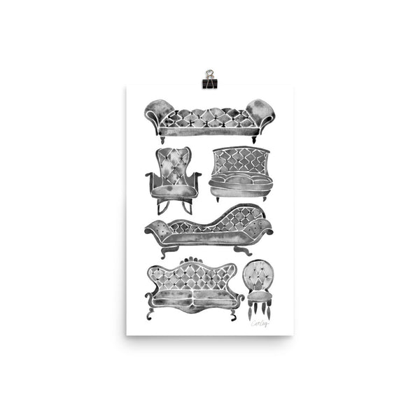 Victorian Lounge – Black Palette • Art Print