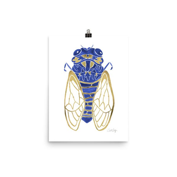 Cicada – Navy & Gold Palette • Art Print