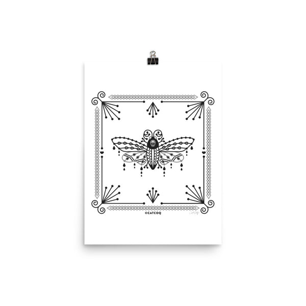 Death's Head Hawkmoth – Black & White Palette • Art Print