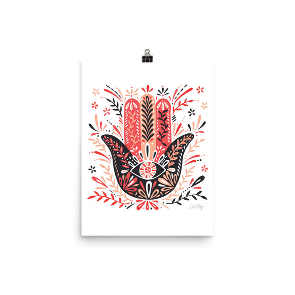 Hamsa Hand – Red & Black Palette • Art Print