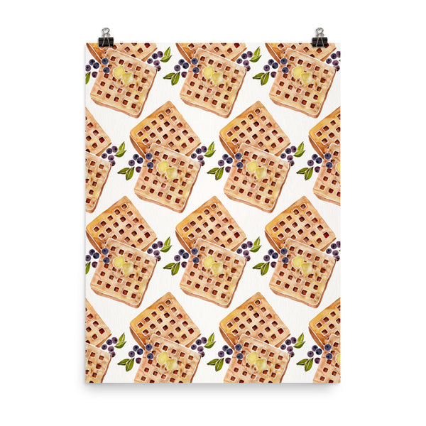 Blueberry Breakfast Waffle Pattern • Art Print