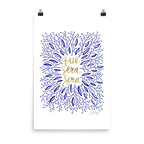 Whatever Will Be, Will Be – Illustrated Navy & Gold • Art Print