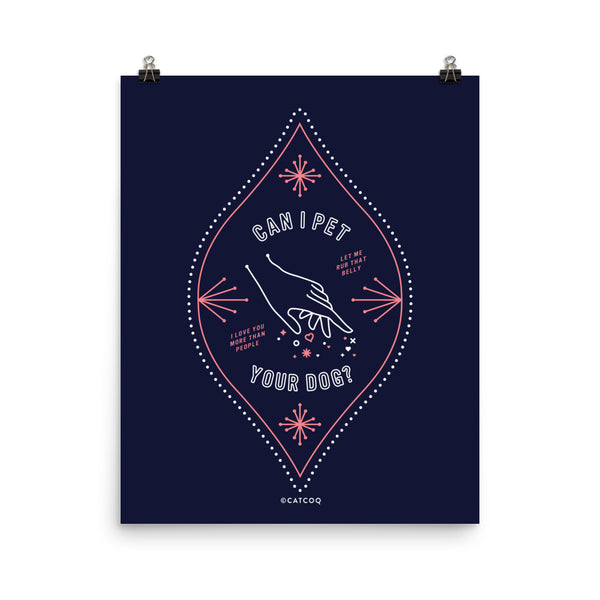 Can I Pet Your Dog – Navy & Blush Palette • Art Print