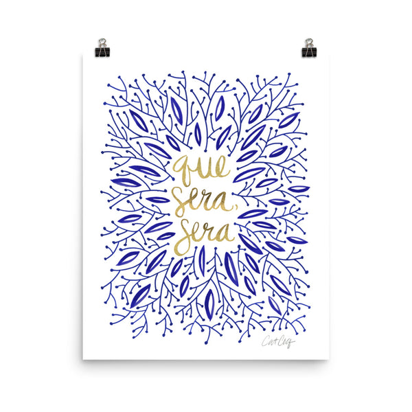 Whatever Will Be, Will Be – Illustrated Navy & Gold • Art Print