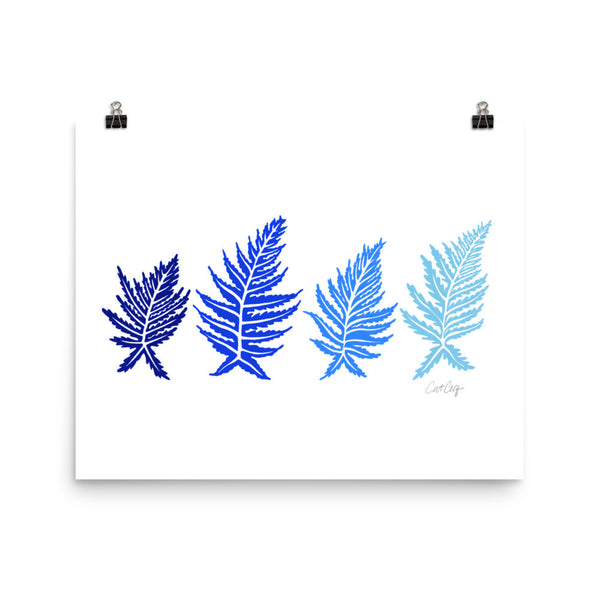 Inked Ferns – Blue Ombré Ink • Art Print