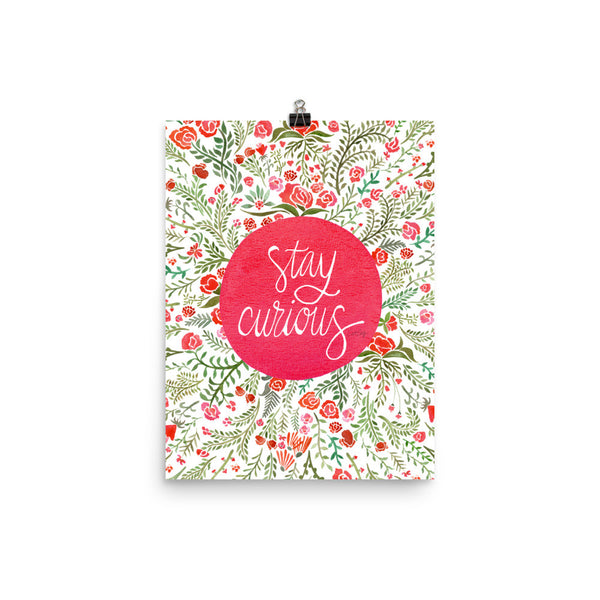 Stay Curious – Pink & Green Palette • Art Print