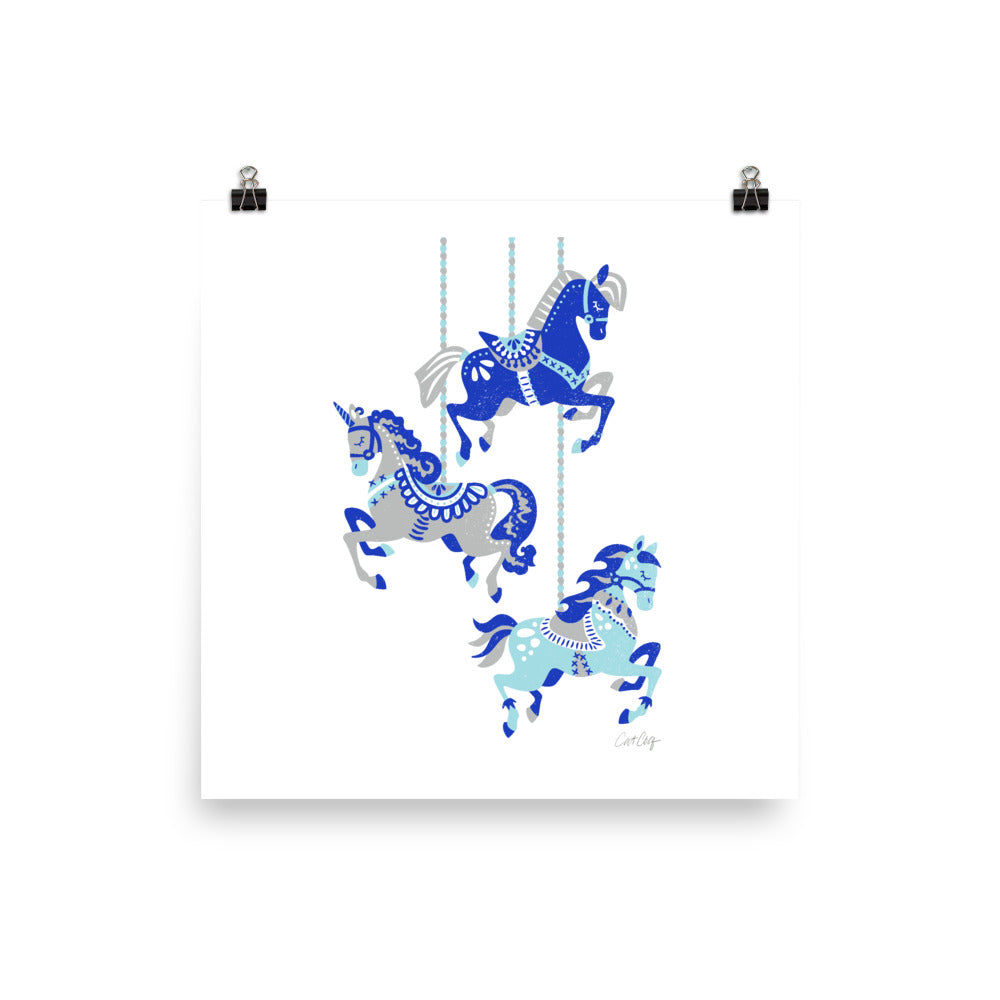 Carousel Horses - Blue Grey
