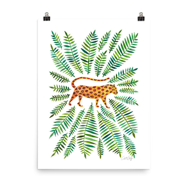Jaguar – Green Leaves • Art Print