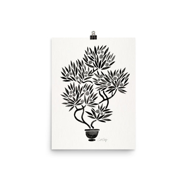 Bonsai Fruit Tree – Black Palette • Art Print