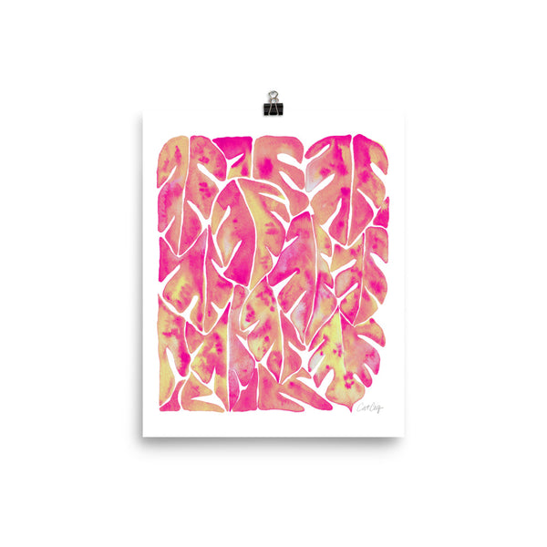 Split Leaf Philodendron – Pink Palette • Art Print
