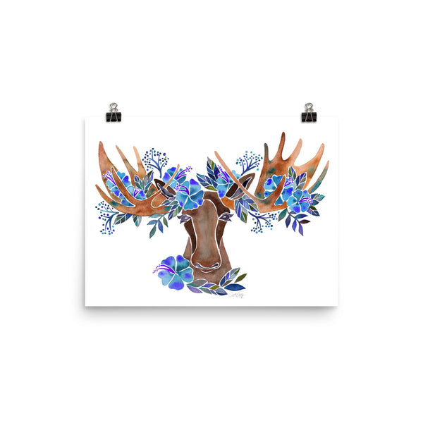 Floral Moose - Blue