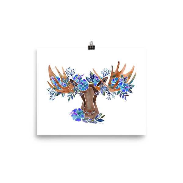 Floral Moose - Blue