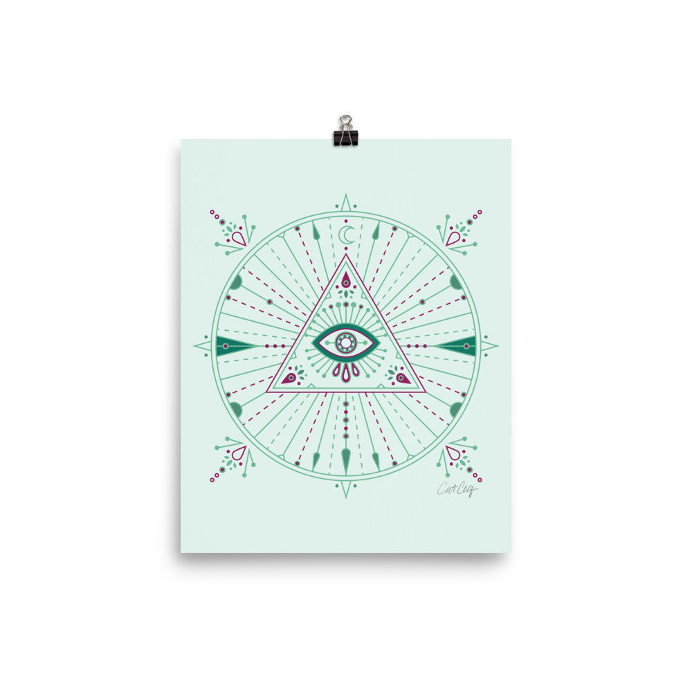 All-Seeing Eye Mandala – Mint Palette • Art Print