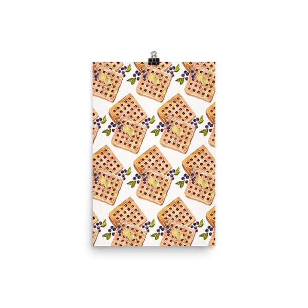 Blueberry Breakfast Waffle Pattern • Art Print