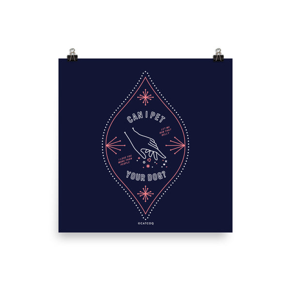 Can I Pet Your Dog – Navy & Blush Palette • Art Print