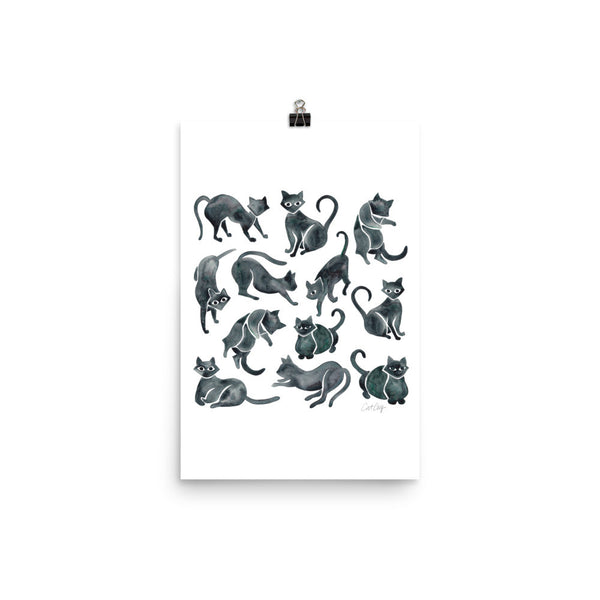 Cat Positions – Black Palette • Art Print