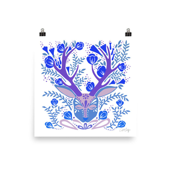 Floral Antlers – Blue Palette • Art Print