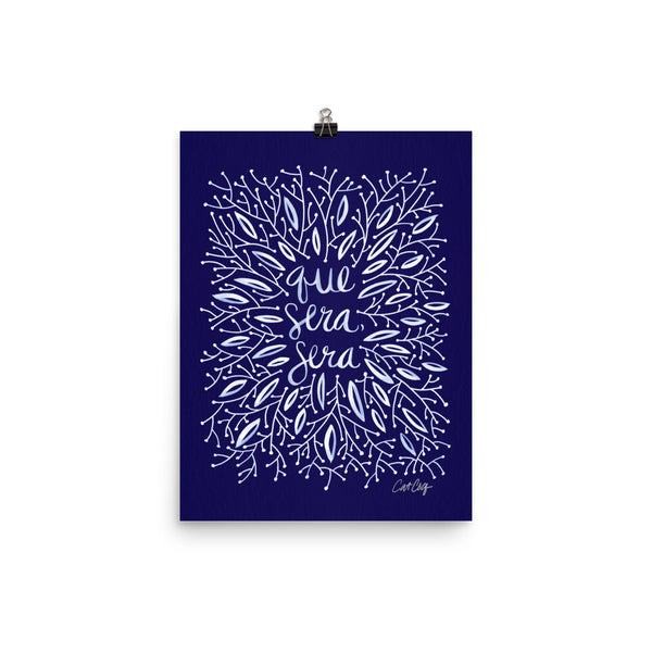 Whatever Will Be, Will Be – Illustrated White Ink on Navy • Art Print