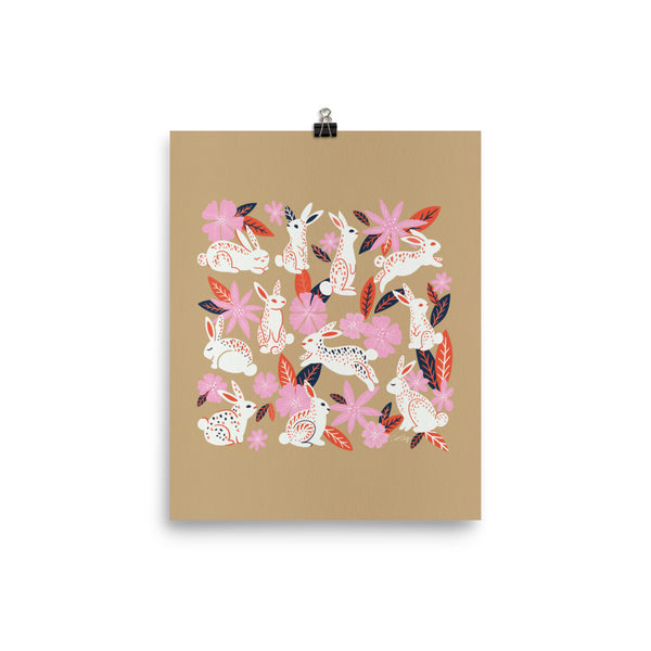 Bunnies and Blooms - Coral Pink