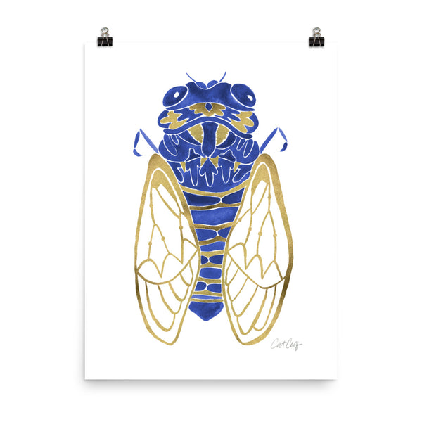 Cicada – Navy & Gold Palette • Art Print