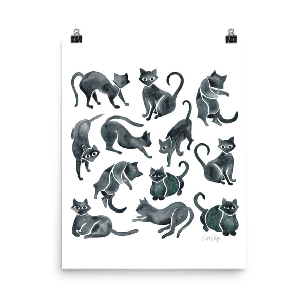 Cat Positions – Black Palette • Art Print