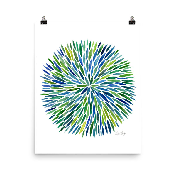 Watercolor Burst – Blue/Green Palette • Art Print
