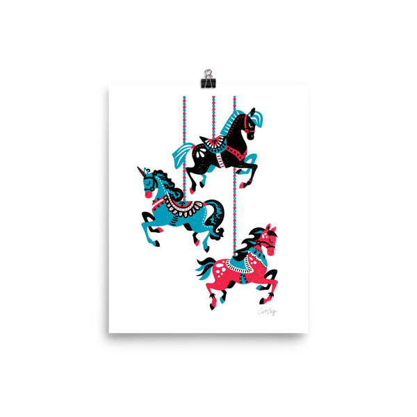 Carousel Horses - Teal Cherry