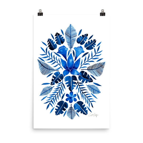 Tropical Symmetry – Navy Palette • Art Print