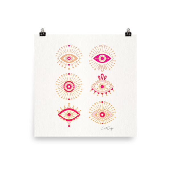 Evil Eyes – Pink Ombré Palette • Art Print