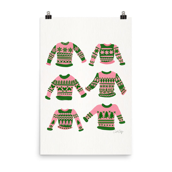 Christmas Sweaters - Pink Green
