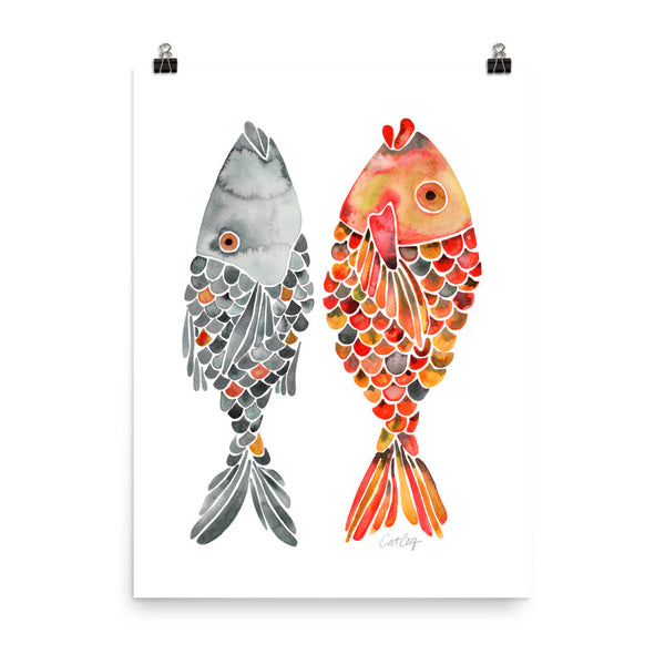 Indonesian Fish – Black & Orange Palette  •  Art Print