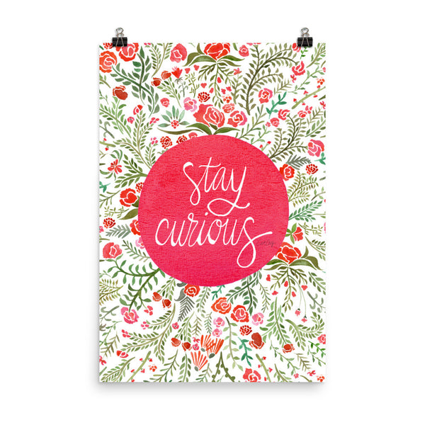 Stay Curious – Pink & Green Palette • Art Print