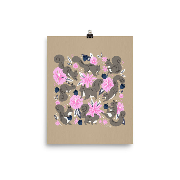 Squirrels & Blooms – Navy & Blush