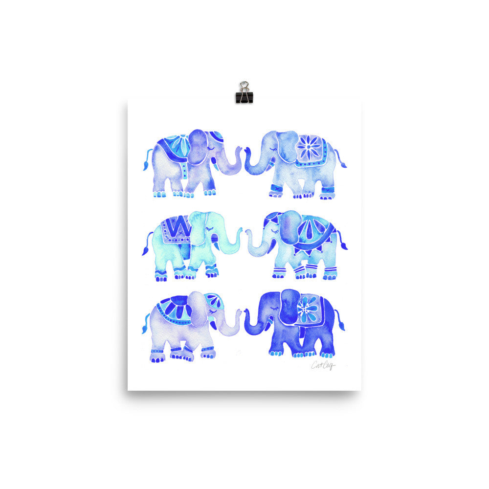 Elephant Collection – Blue Palette • Art Print