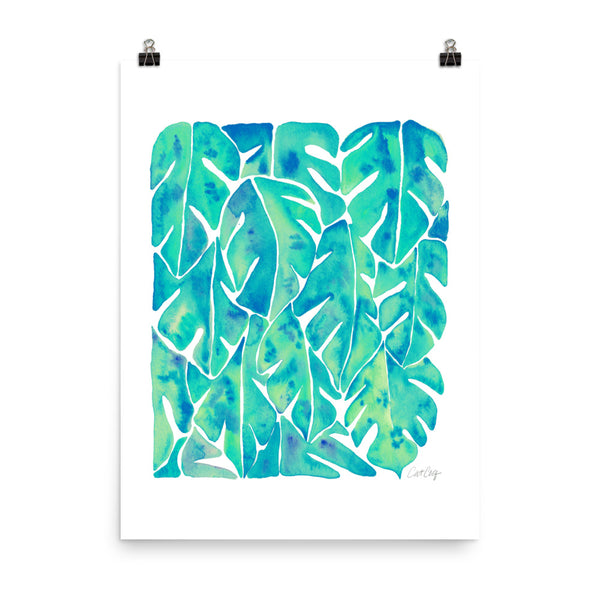 Split Leaf Philodendron – Turquoise Palette • Art Print