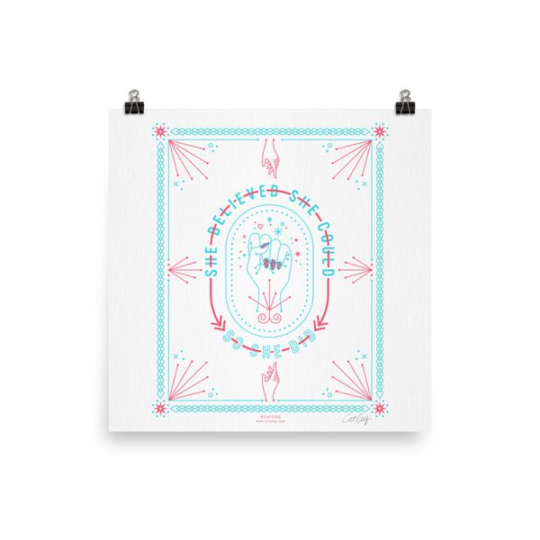 She Believed – Red & Cyan Palette • Art Print