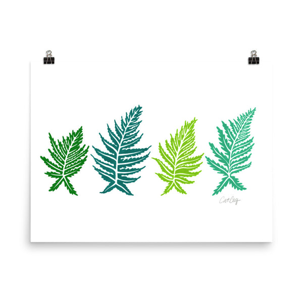 Inked Ferns – Green Ombré Ink • Art Print